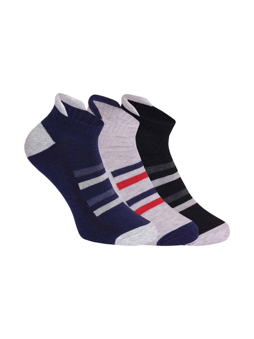 USOXO Unisex Pack of 3 Cotton Striped Ankle Length Socks - view 1