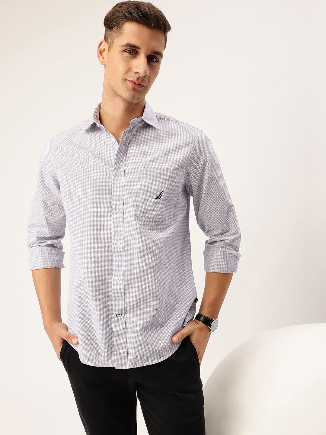 Nautica Slim Fit Printed Pure Cotton Casual Shirt - view 1