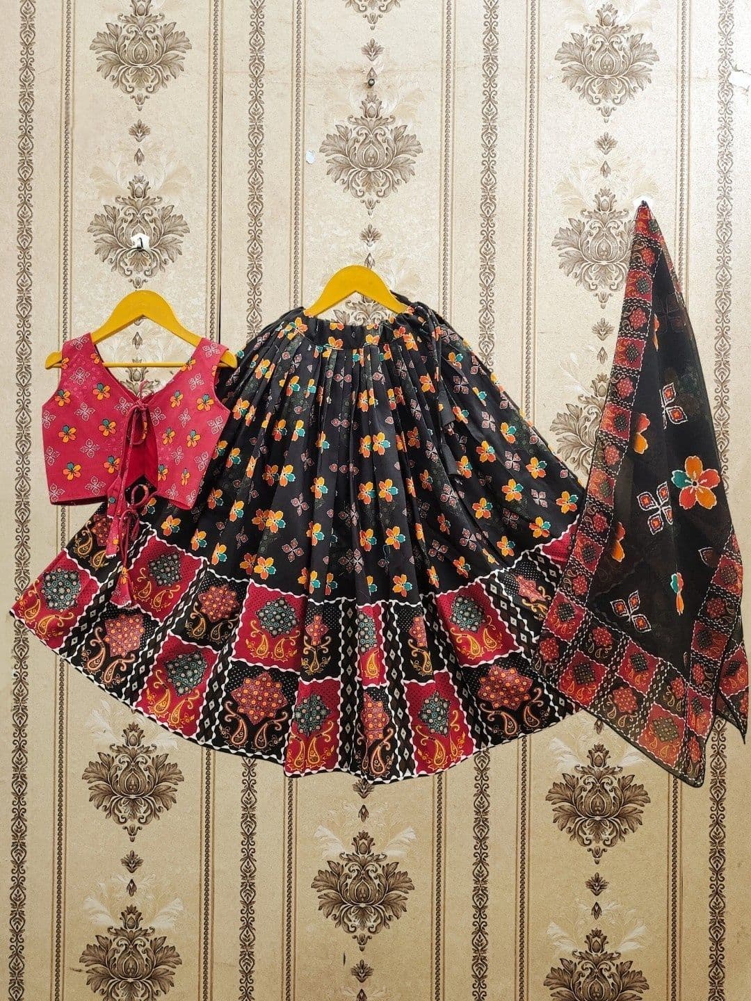 BAESD Girls Printed Mukaish Foil Print Ready to Wear Lehenga & Blouse With Dupatta - view 1