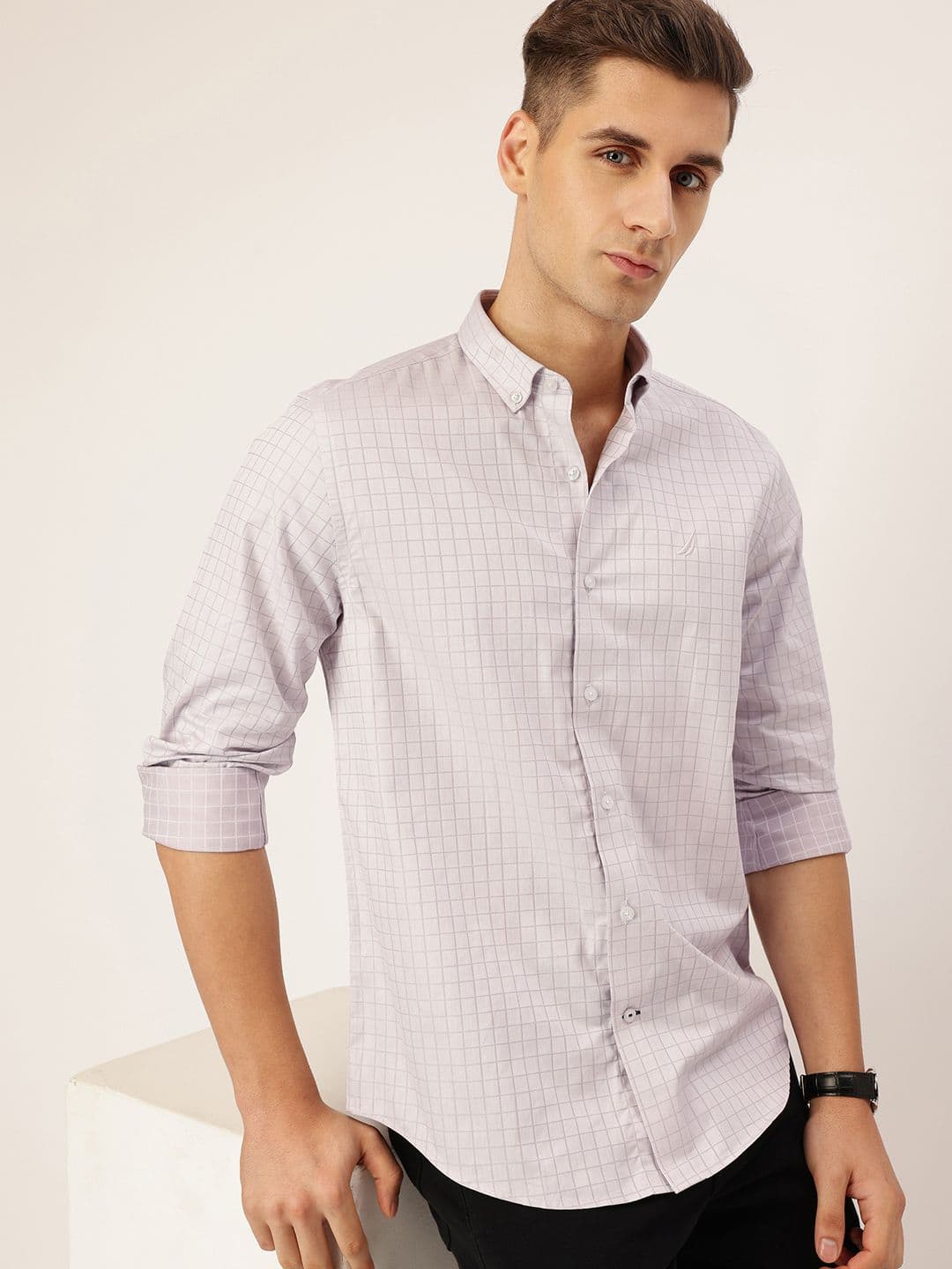 Nautica Slim Fit Checked Pure Cotton Casual Shirt - view 1