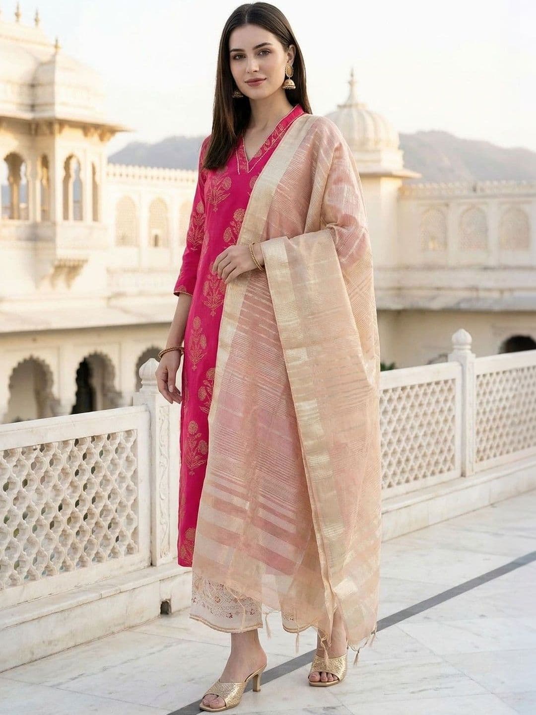 Indo Era Woven Design Art Silk Dupatta - view 1