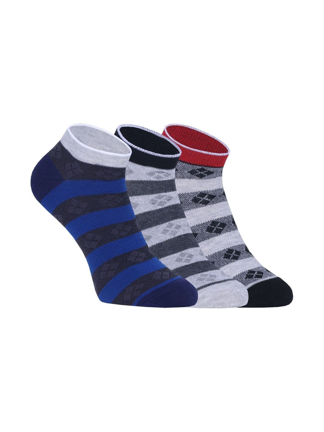USOXO Unisex Pack of 3 Cotton Striped Ankle Length Socks - view 1