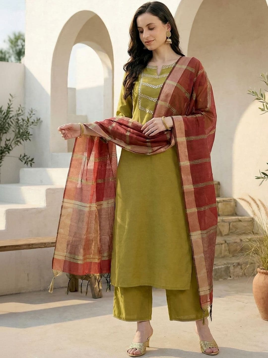 Indo Era Woven Design Dupatta with Zari - view 1