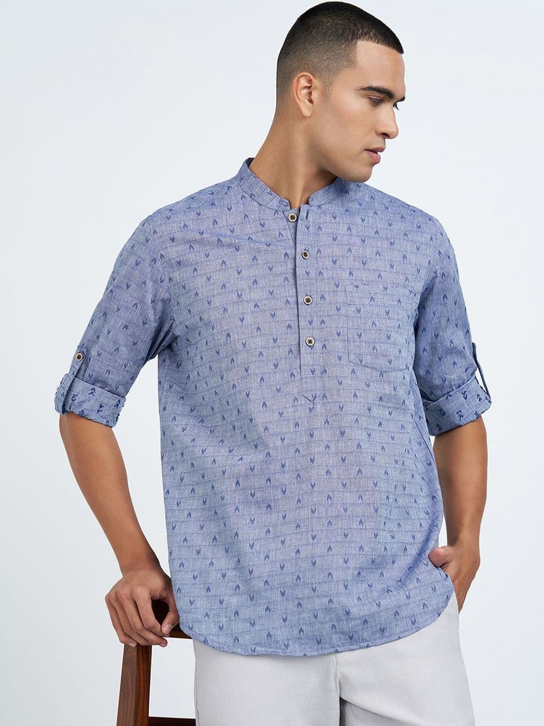 indus route by Pantaloons Men Printed Thread Work Kurta - view 1