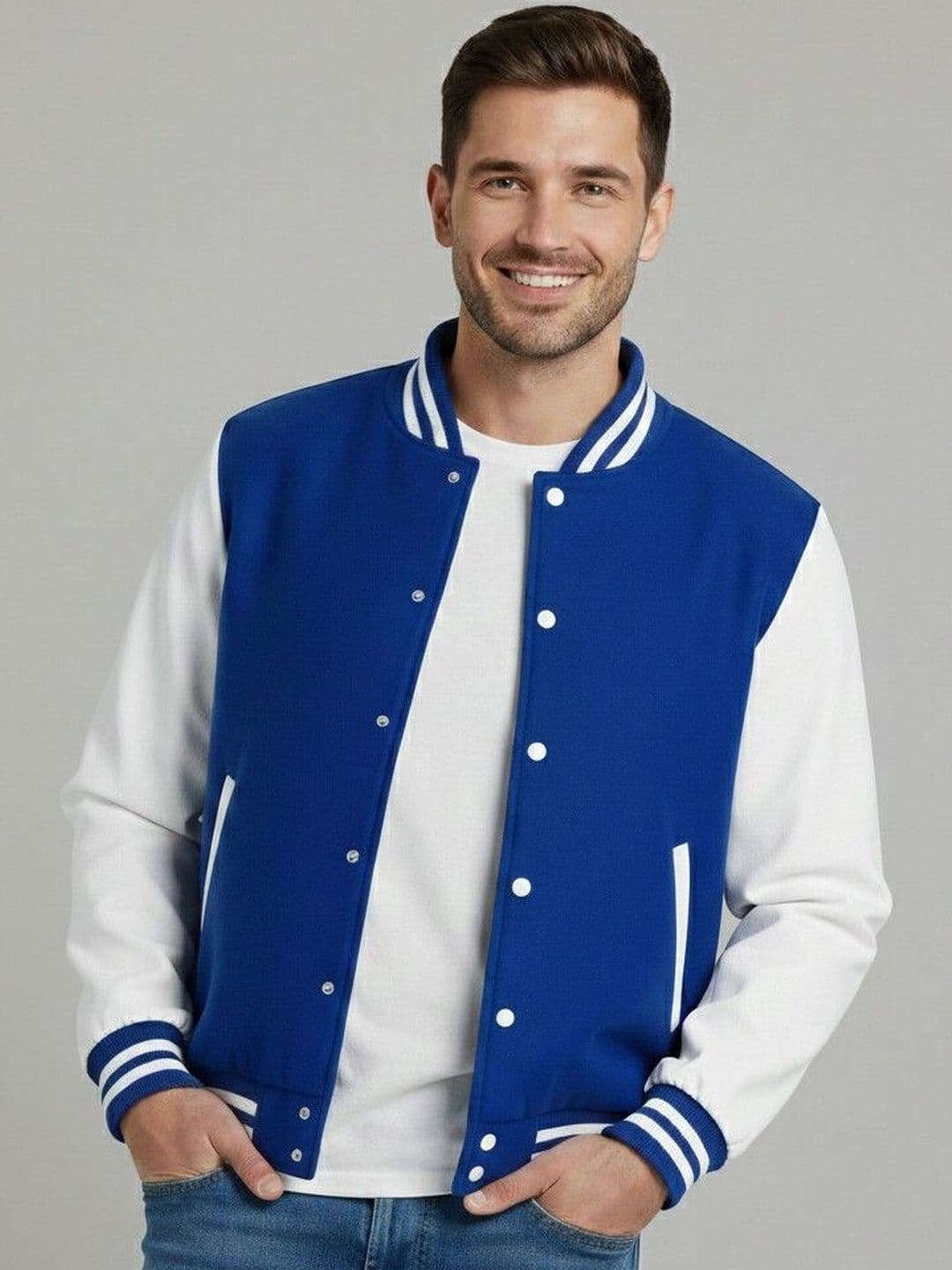 Besick Men Colourblocked Lightweight Varsity Jacket - view 1