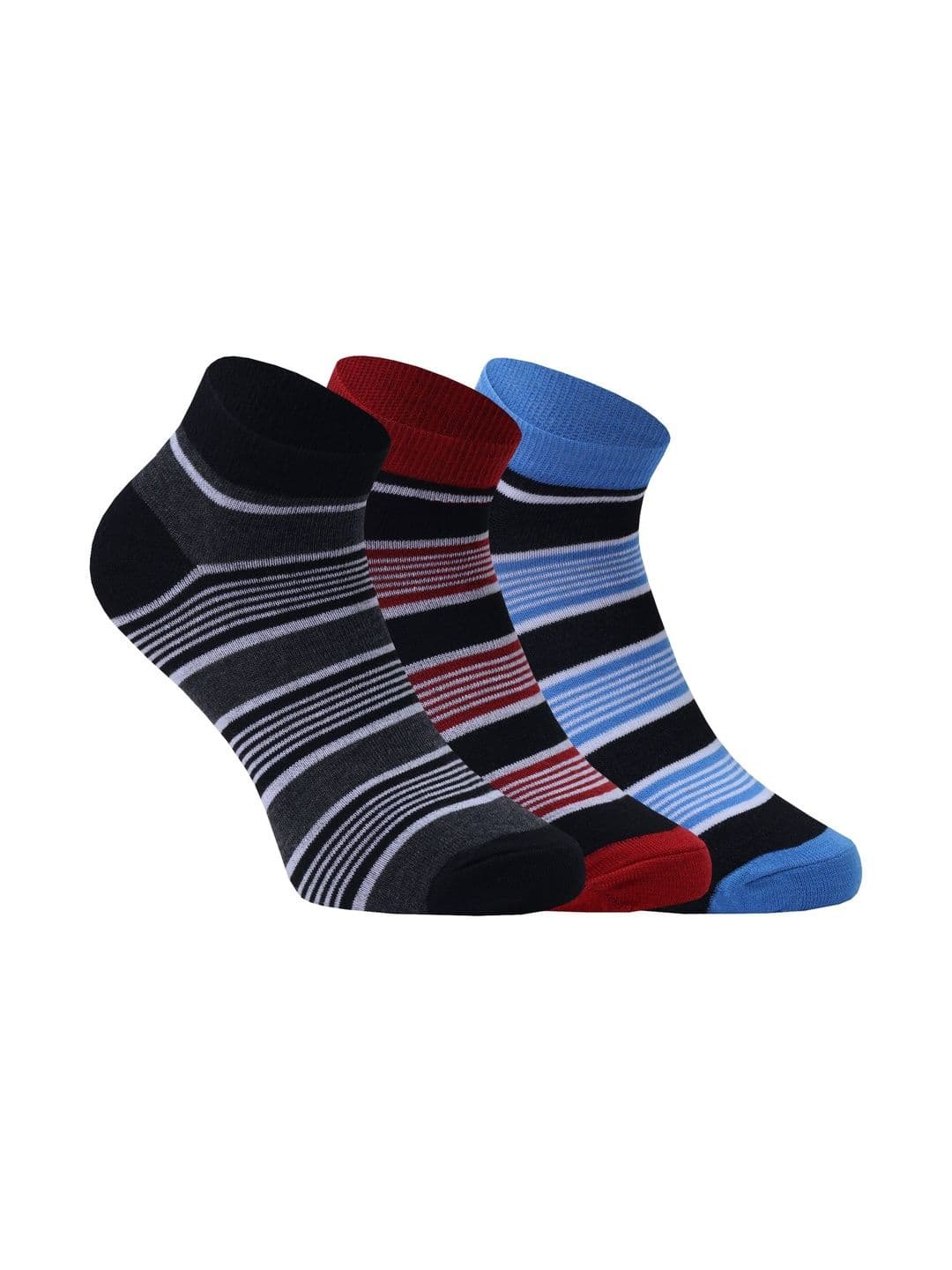 USOXO Unisex Pack of 3 Cotton Striped Ankle Length Socks - view 1