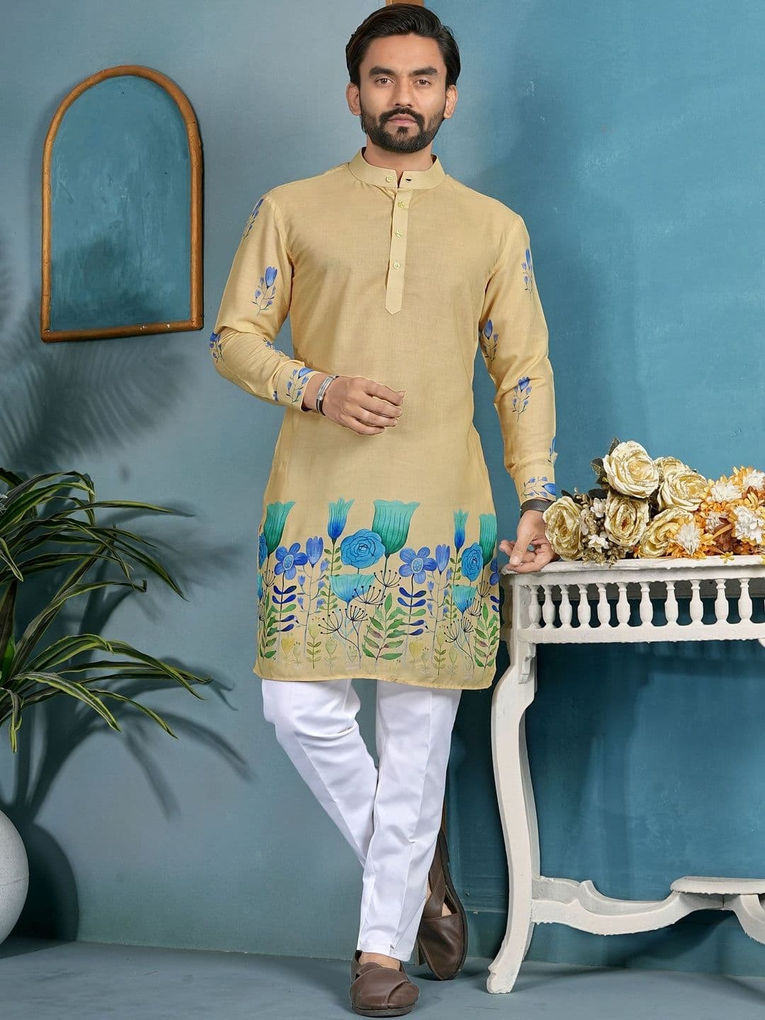 House of Pataudi Printed Knee Length Straight Kurtas - view 1