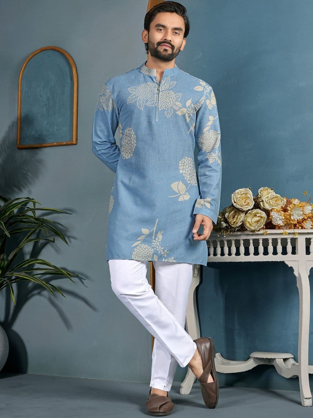 House of Pataudi Printed Above Knee Straight Kurtas - view 1