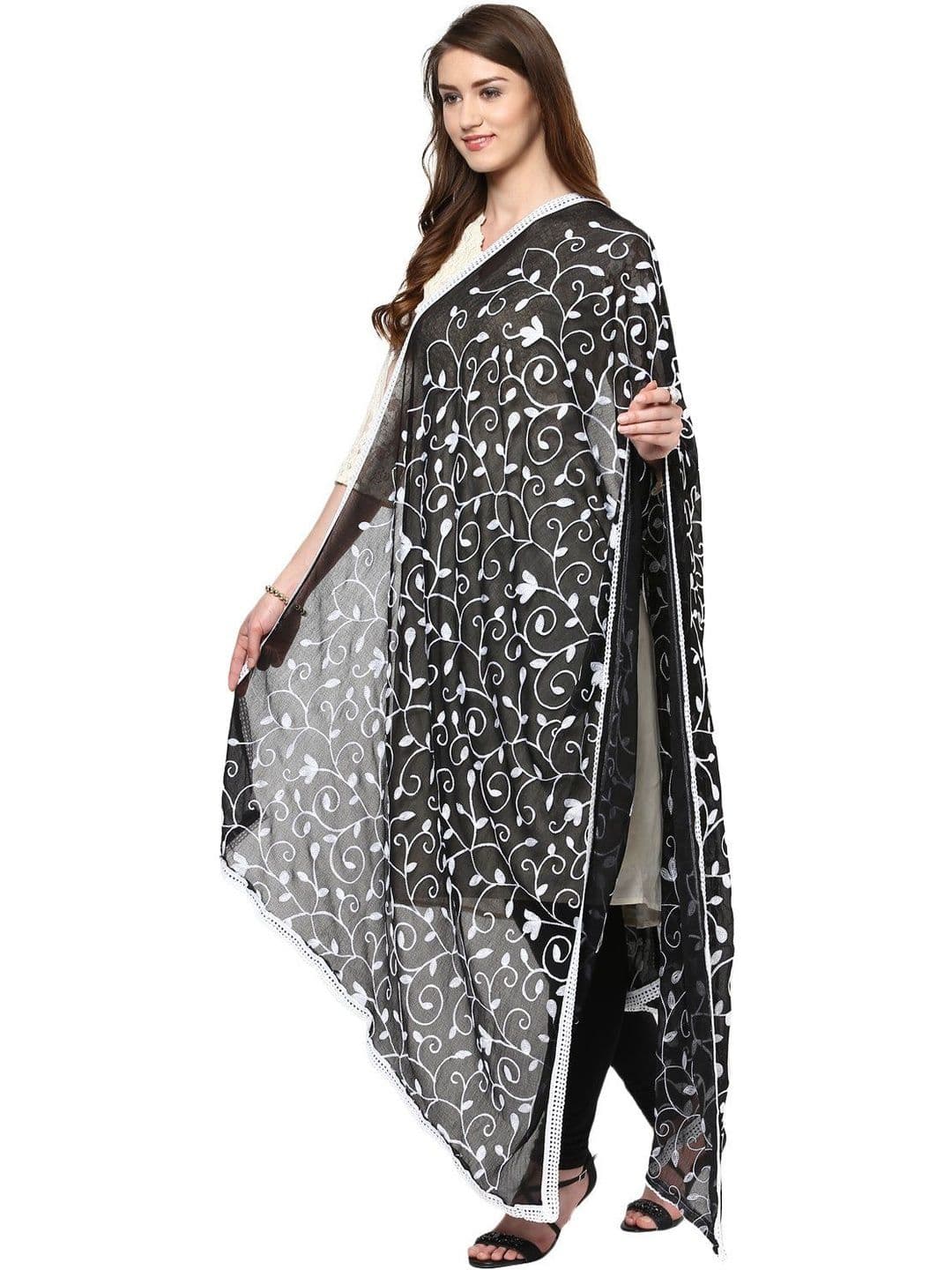 SEKMANY Ethnic Motifs Embroidered Ikat Dupatta with Thread Work - view 1