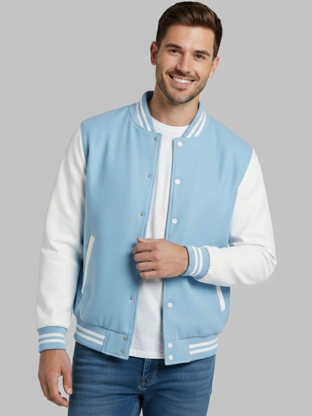 Besick Men Colourblocked Varsity Jacket