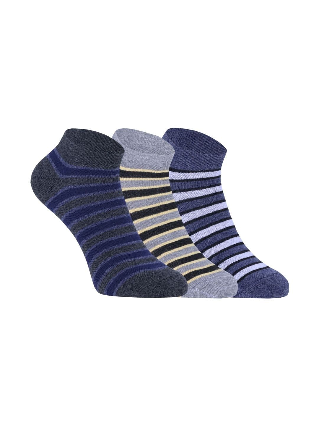USOXO Unisex Pack of 3 Cotton Striped Ankle Length Socks - view 1