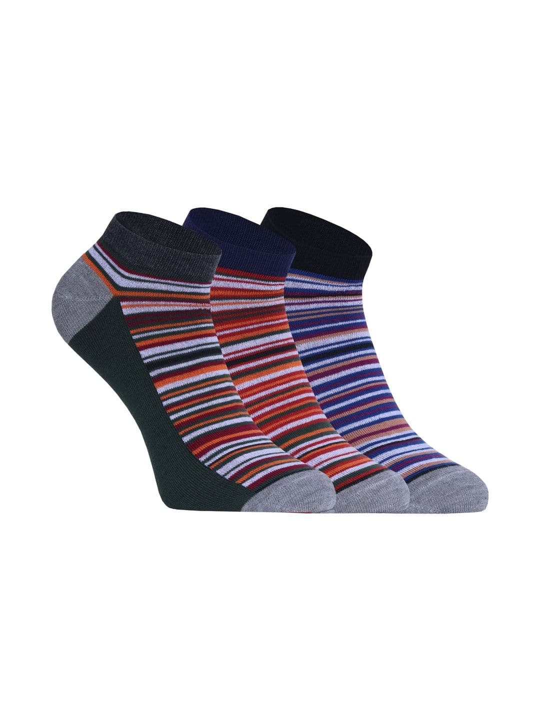 USOXO Unisex Pack of 3 Cotton Striped Ankle Length Socks - view 1