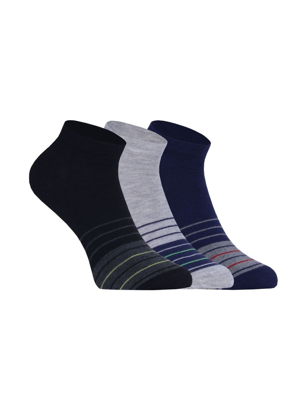 USOXO Unisex Pack of 3 Cotton Striped Ankle Length Socks - view 1
