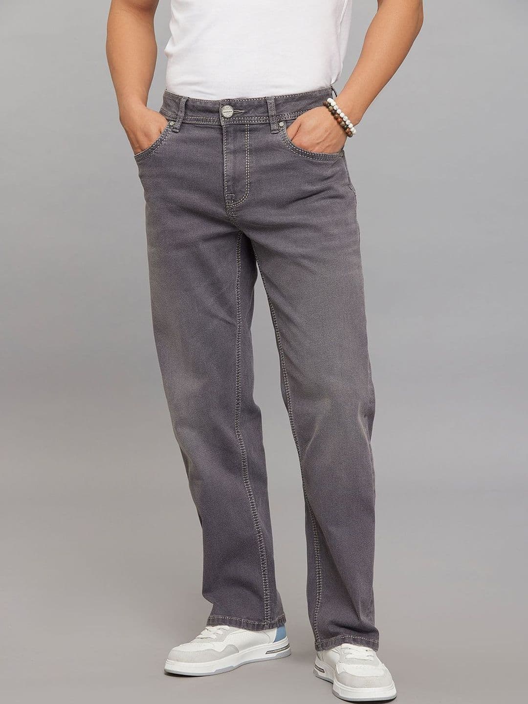Rookies Men Straight Fit Mid-Rise Light Fade Stretchable Jeans - view 1