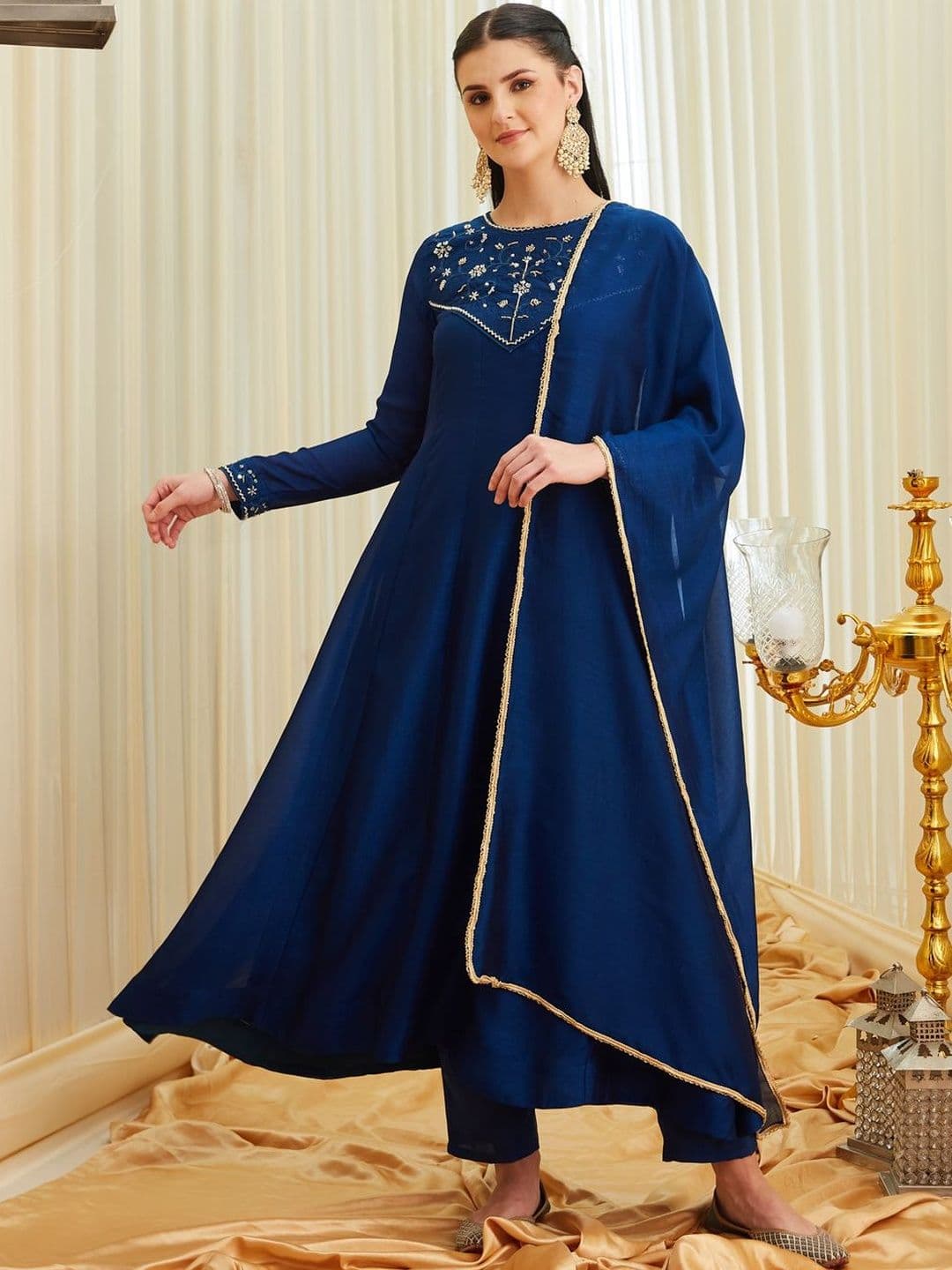 MOKOSH Women Embroidered Anarkali Kurta And Pant With Dupatta Set - view 1