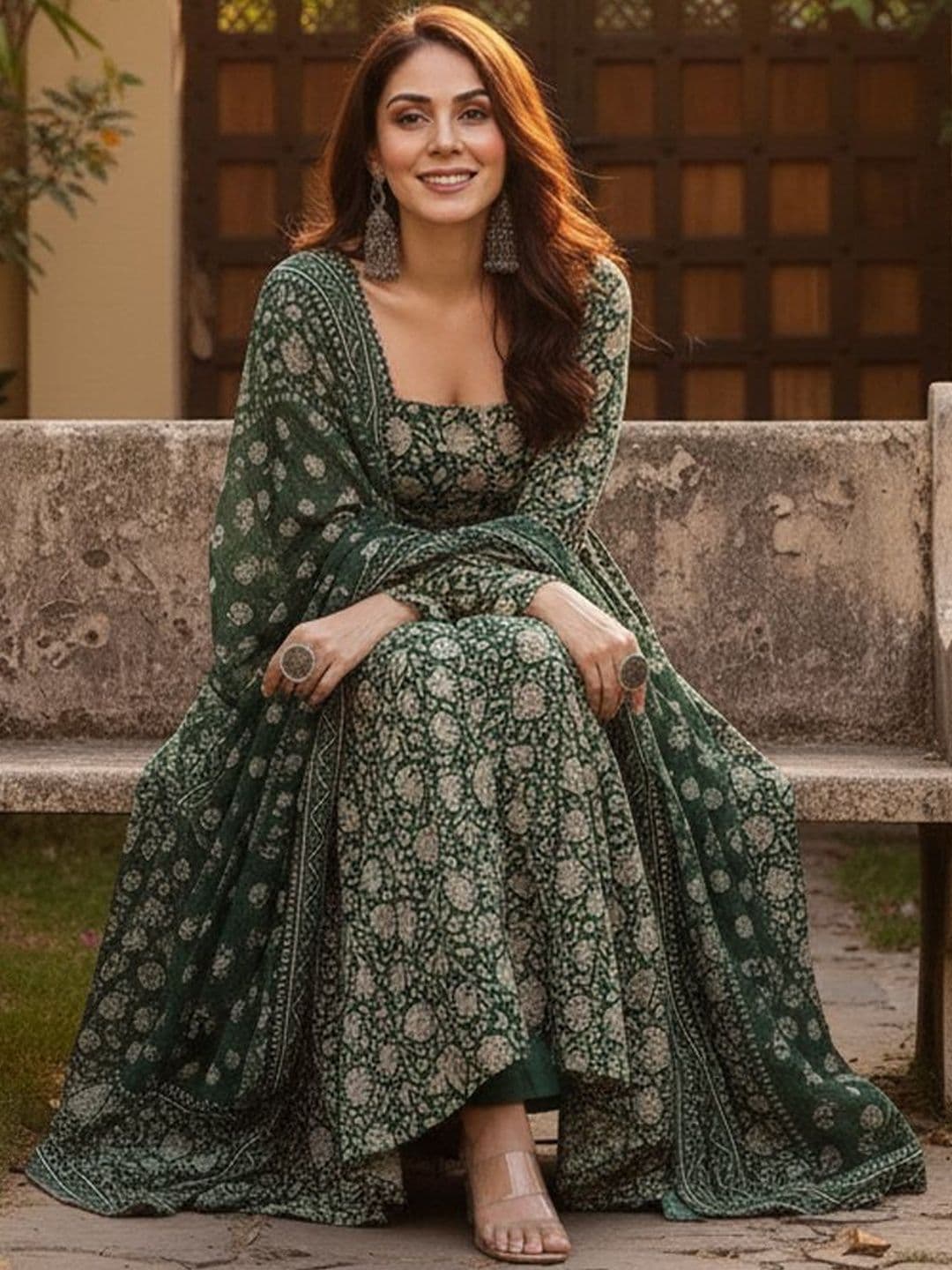 PITRIS Women Ethnic Motifs Printed Regular Kurta with Trousers & With Dupatta - view 1