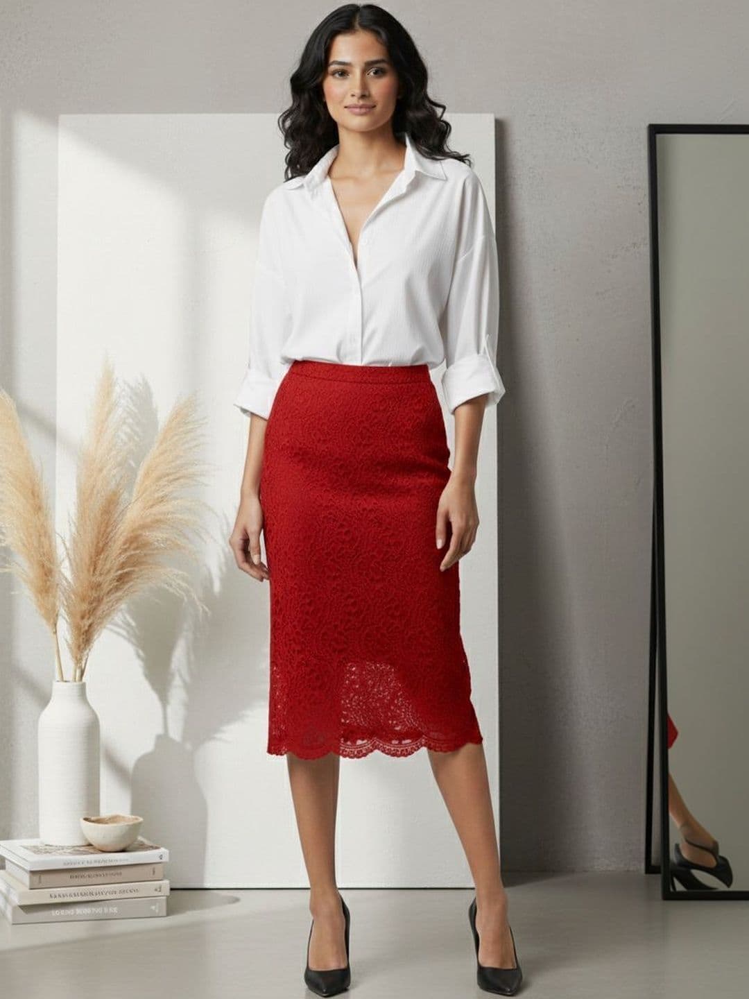 Athena Immutable Self Design Straight Midi Skirts - view 1