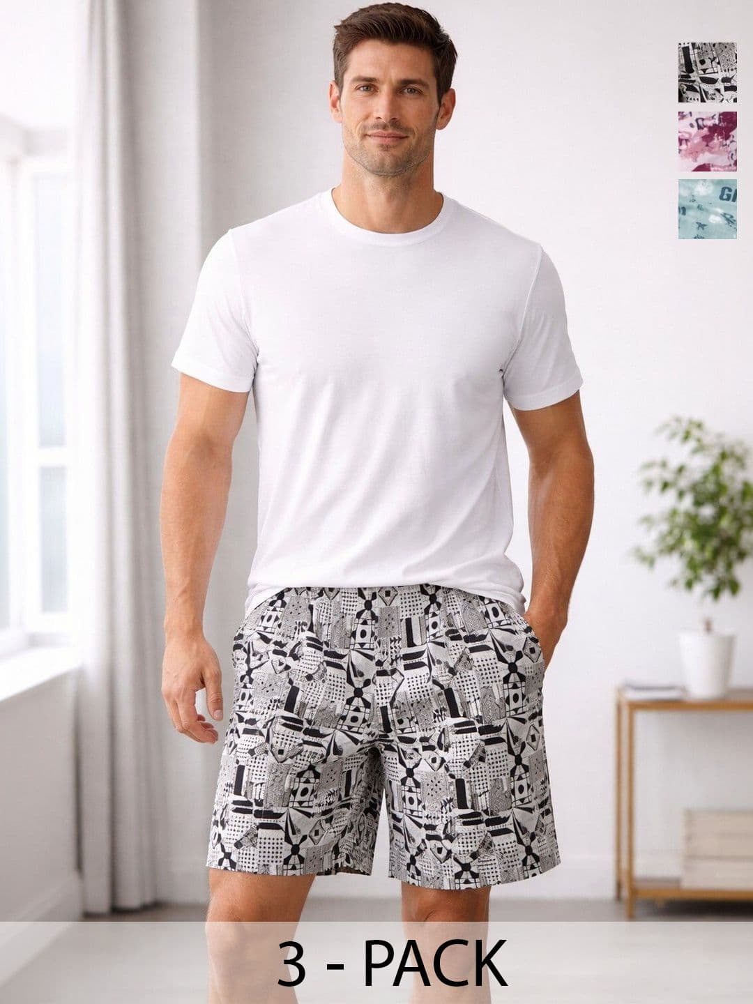 Mast & Harbour Pack Of 3 Printed Cotton Mid-Rise Boxers - view 1
