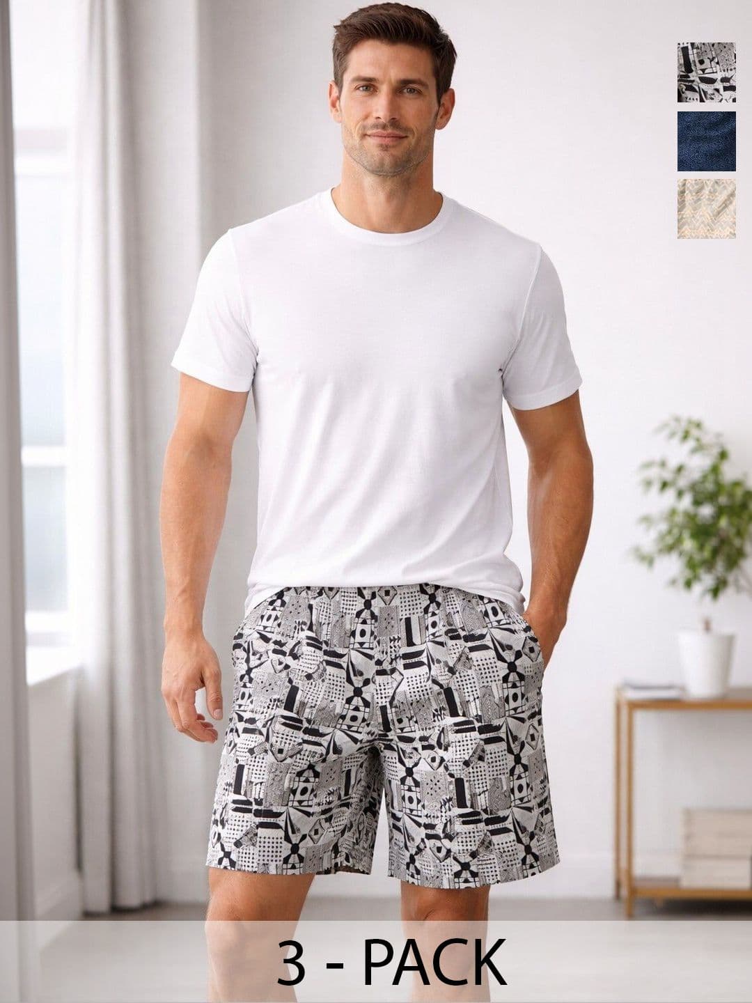 Mast & Harbour Pack Of 3 Printed Cotton Mid-Rise Boxers