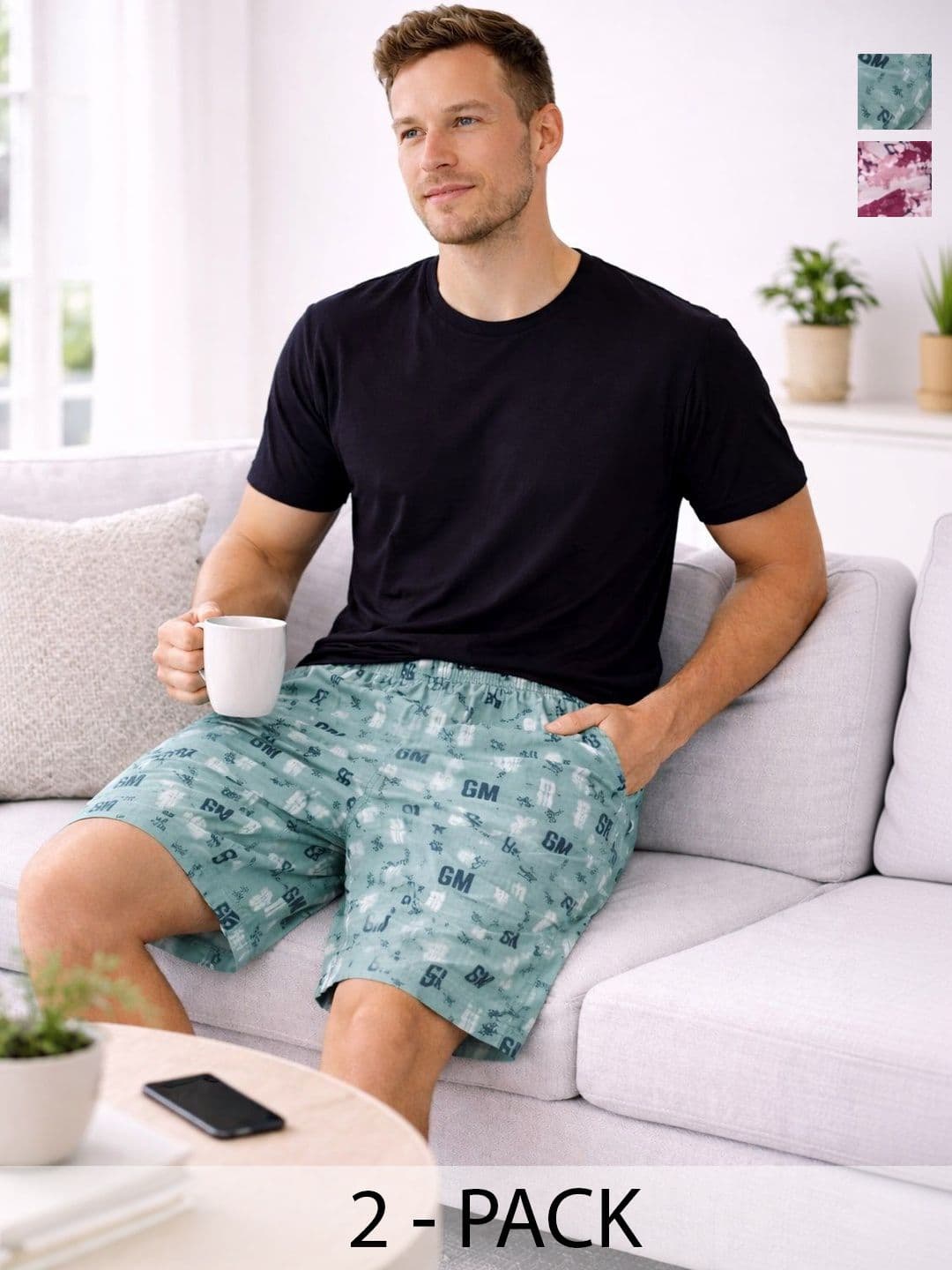 Mast & Harbour Pack Of 2 Printed Cotton Mid-Rise Boxers - view 1