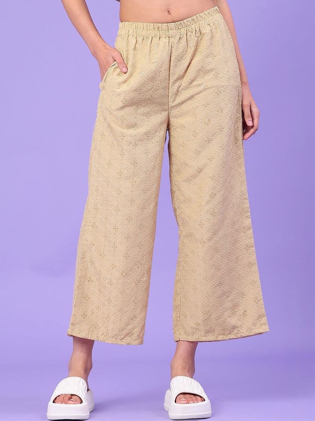 V-Mart Women Embroidered Cropped Palazzos - view 1