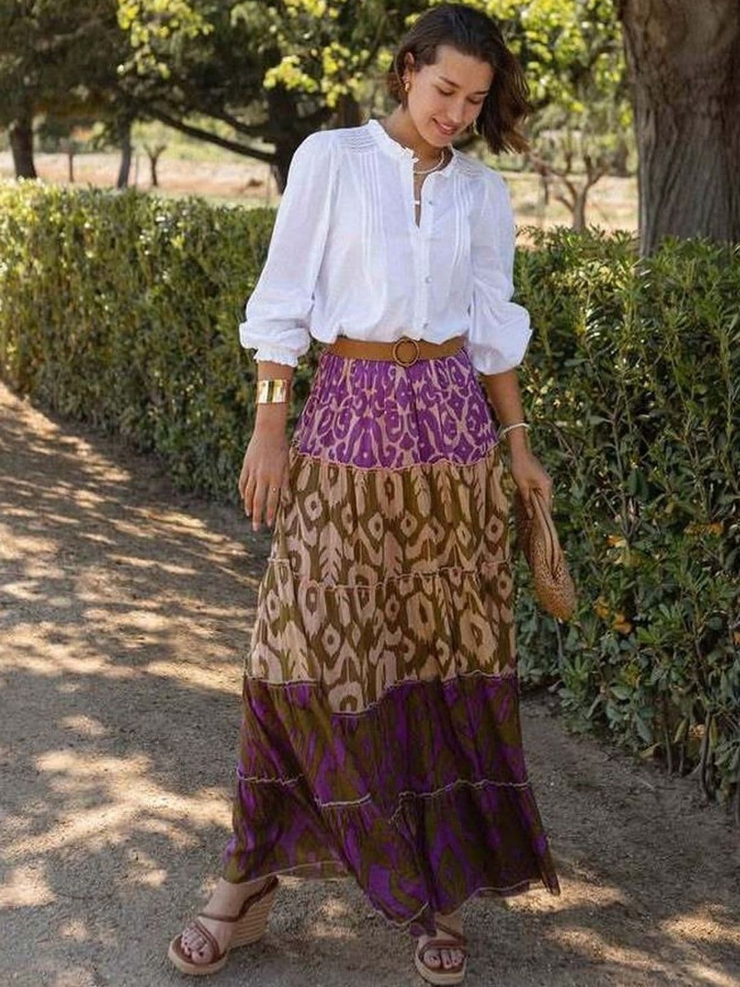 LULU & SKY Printed Tiered Maxi Skirt - view 1