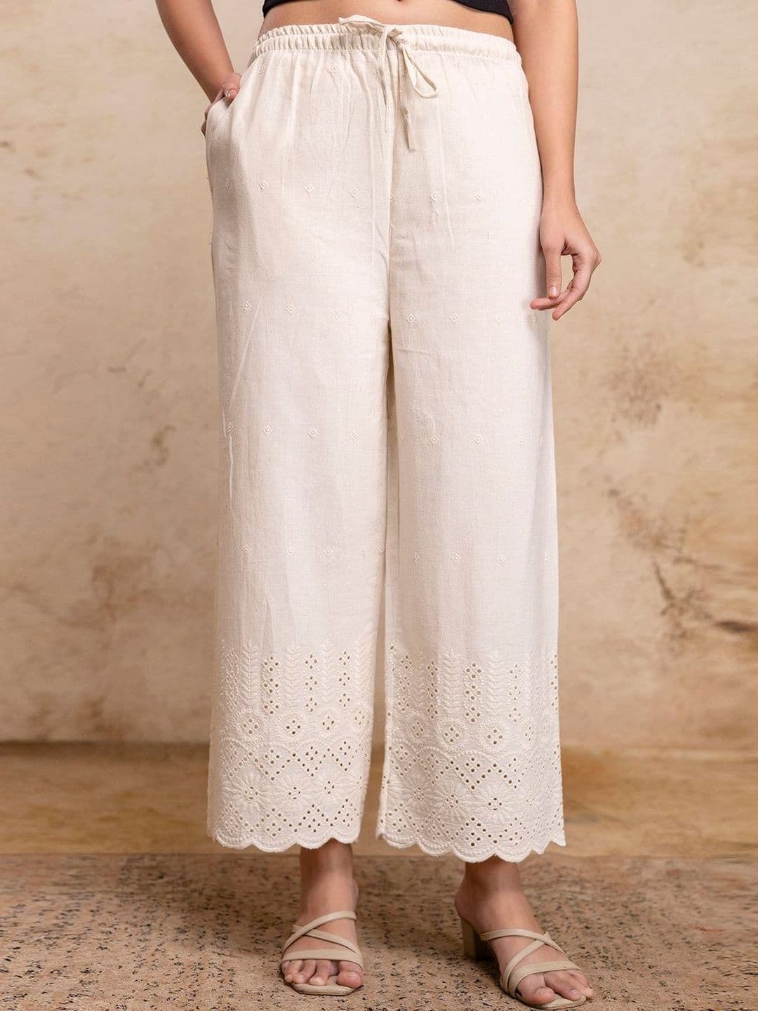 FERANOID Women Embroidered Knitted Ethnic Palazzos - view 1