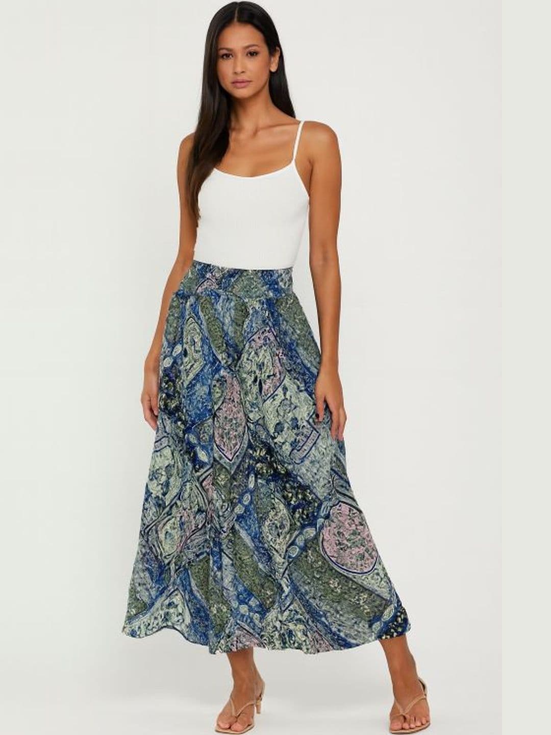 NoBarr Printed Flared Maxi Skirts - view 1