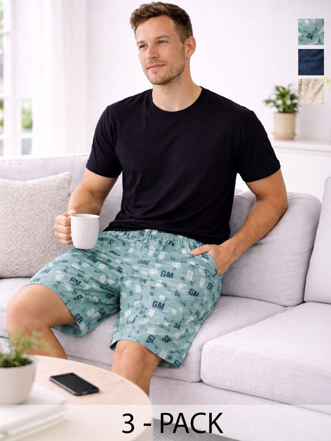 Mast & Harbour Pack Of 3 Printed Cotton Mid-Rise Boxers - view 1