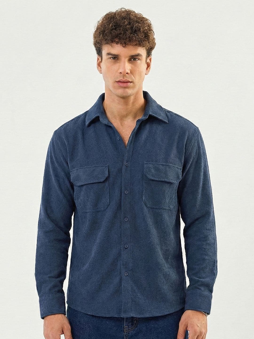 VEYTRO Textured Cuban Collar Jacquard Fabric Casual Shirt - view 1