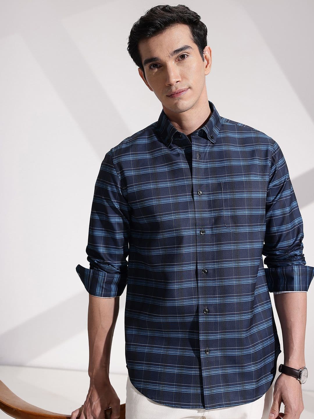 encore by INVICTUS Urban Slim Fit Checked Button-Down Collar Casual Shirt - view 1