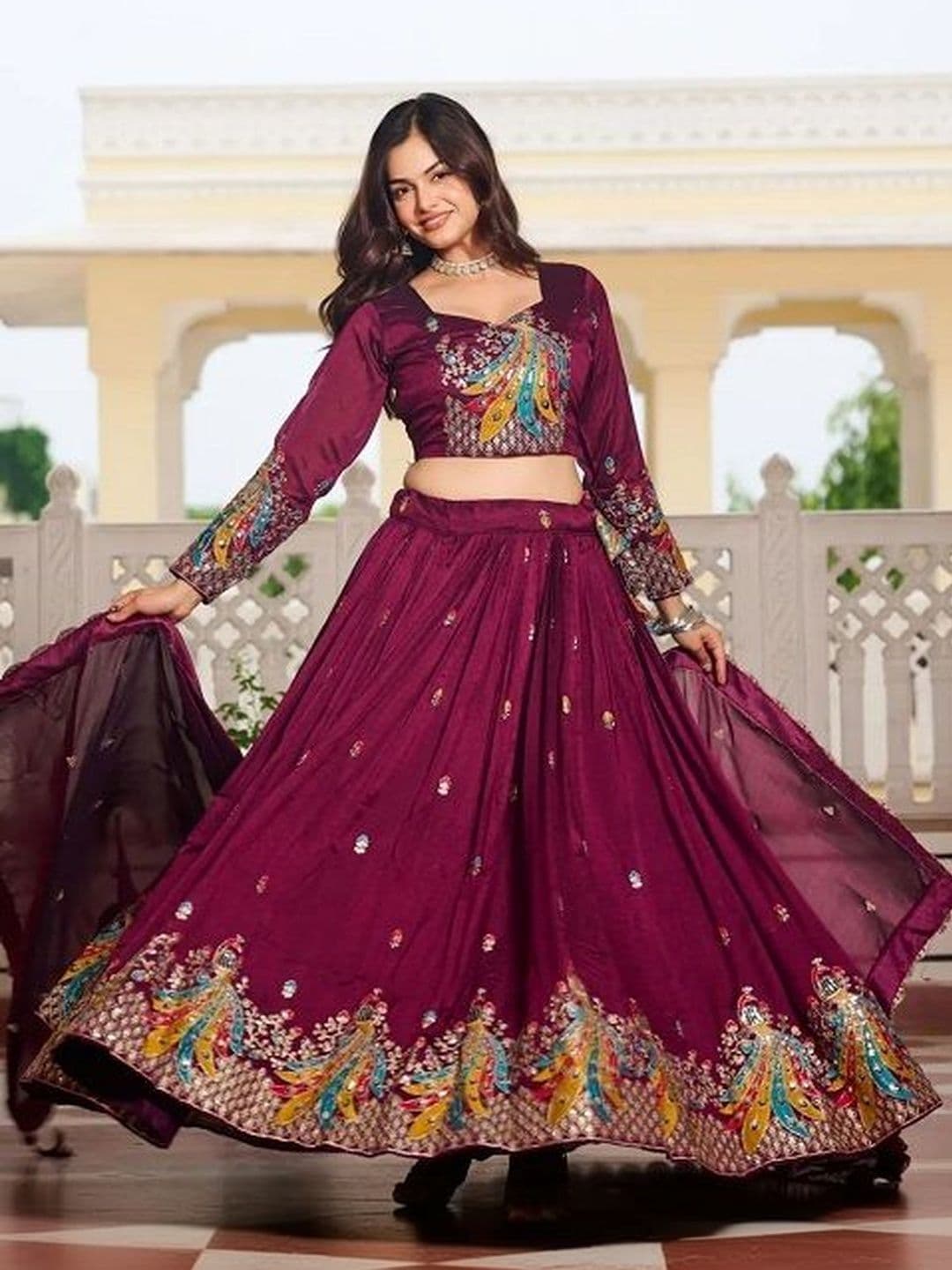 PEDR TRENDS Embroidered Sequinned Semi-Stitched Lehenga & Blouse With Dupatta - view 1