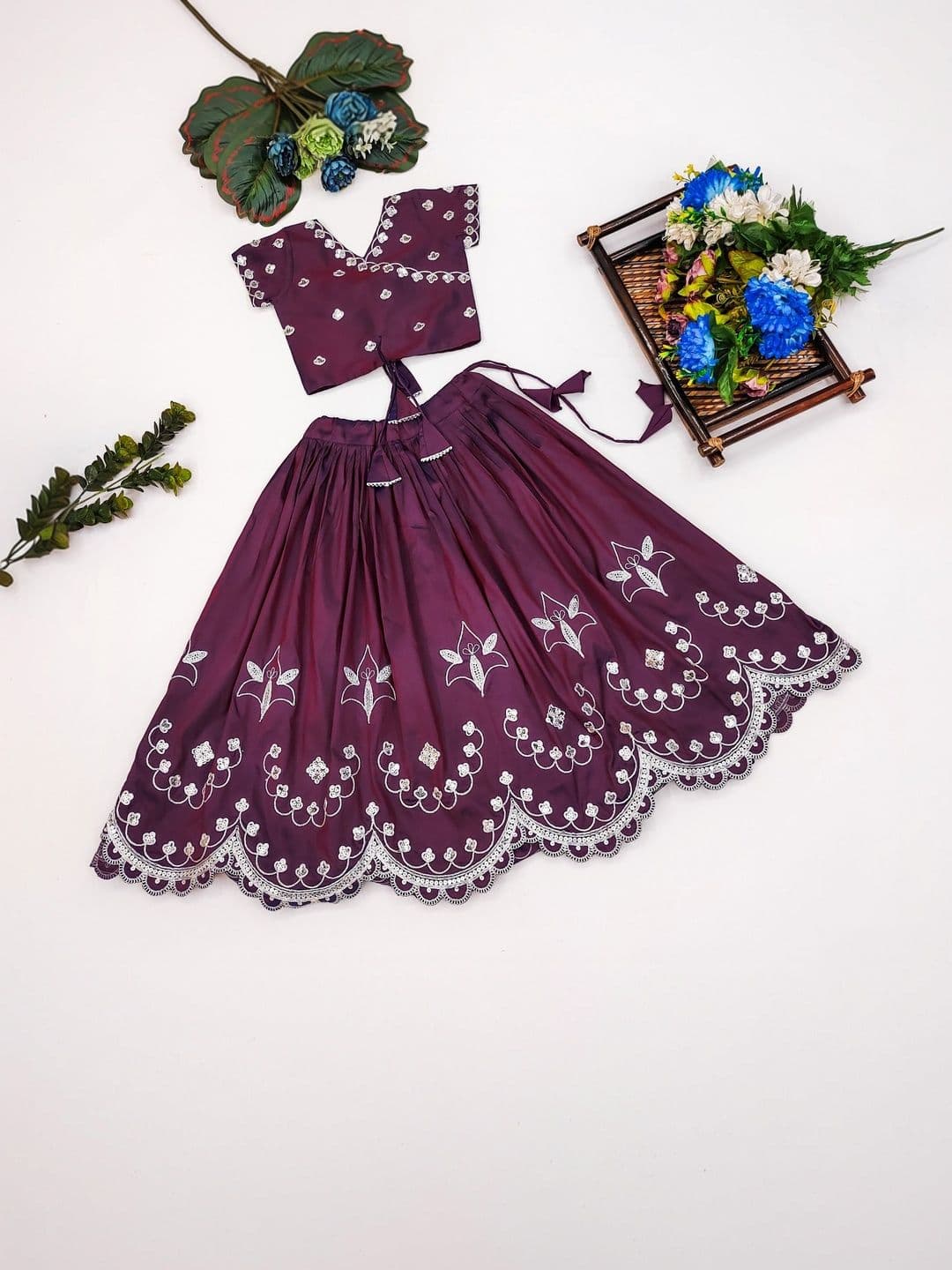 DRISHIV ENTERPRISE Girls Embellished Sequinned Tie and Dye Semi-Stitched Lehenga & - view 1