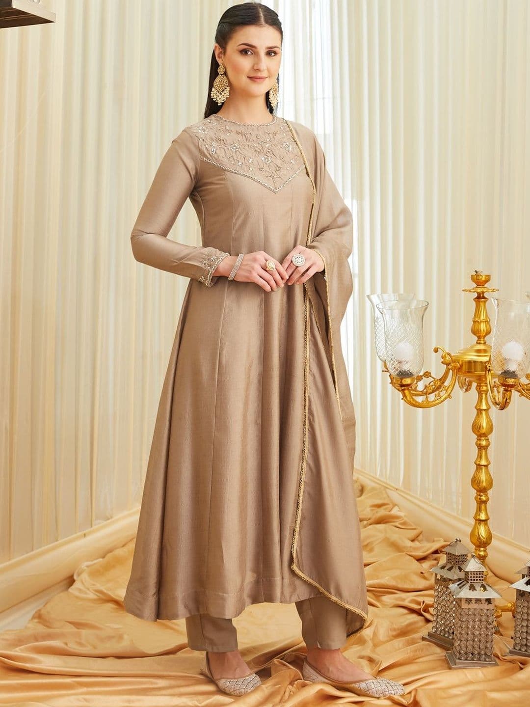 MOKOSH Women Embroidered Anarkali Kurta And Pant With Dupatta Set - view 1