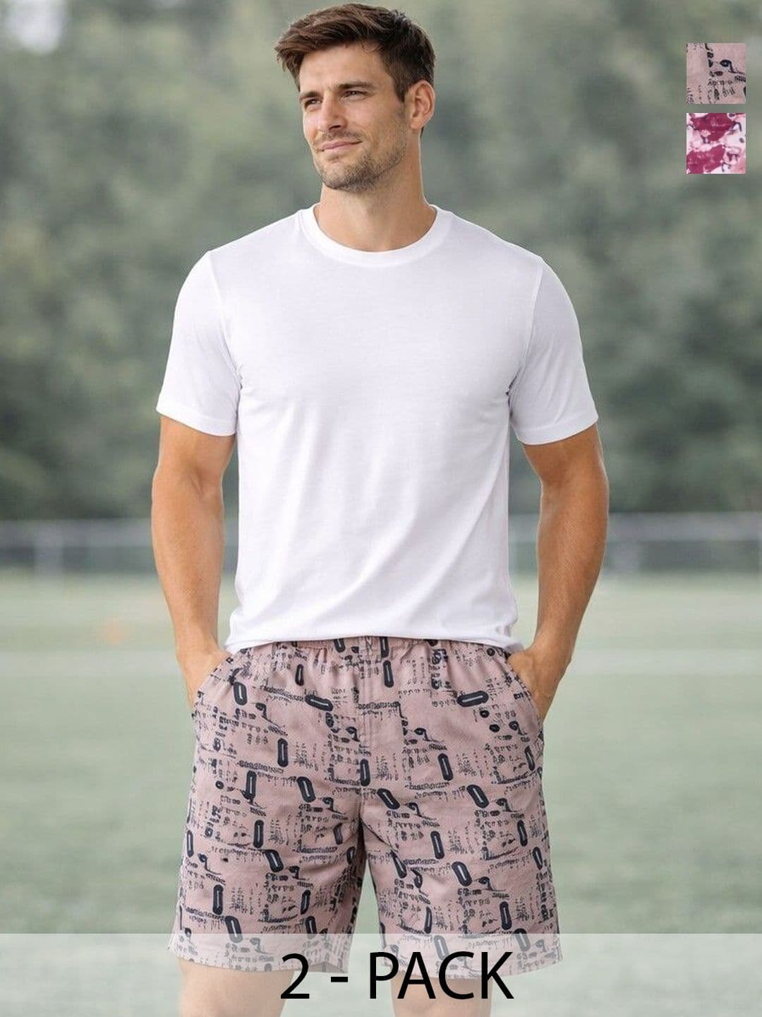 Mast & Harbour Pack Of 2 Printed Cotton Mid-Rise Boxers - view 1
