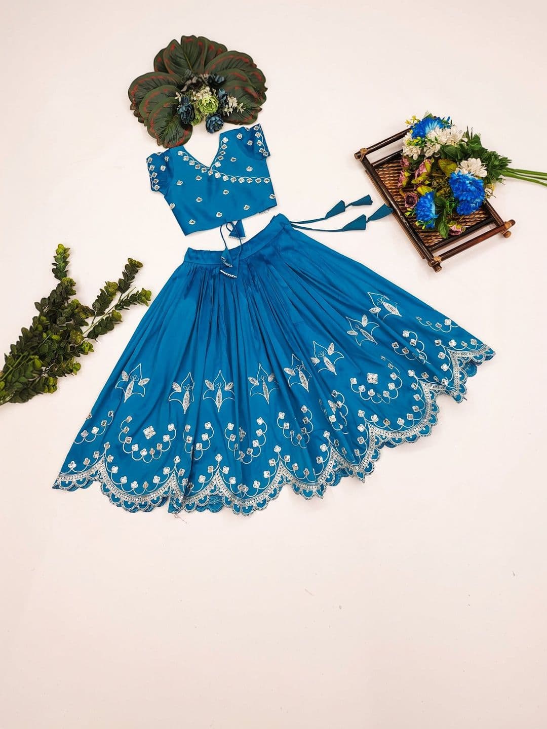 DRISHIV ENTERPRISE Girls Embellished Sequinned Semi-Stitched Lehenga & - view 1