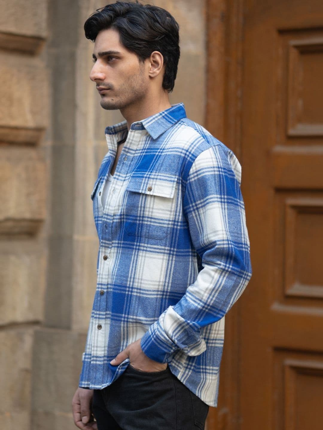 Powerlook Flannel Checks Tartan Cotton Long Sleeves Shirt - view 1
