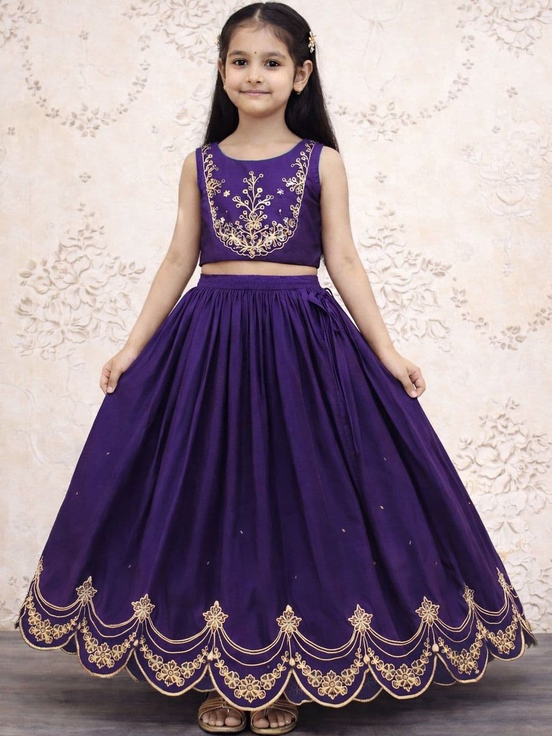 DRISHIV ENTERPRISE Girls Embroidered Thread Work Tie and Dye Semi-Stitched Lehenga Choli - view 1
