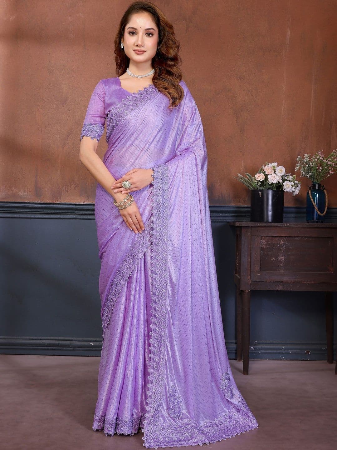 Sangria Embroidered Sarees With Blouse - view 1