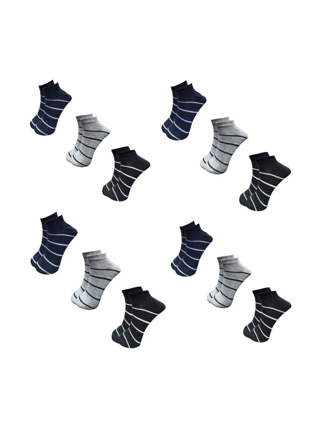 Kalra Magic Men Pack of 10 Cotton Assorted Striped Ankle Length Socks - view 1