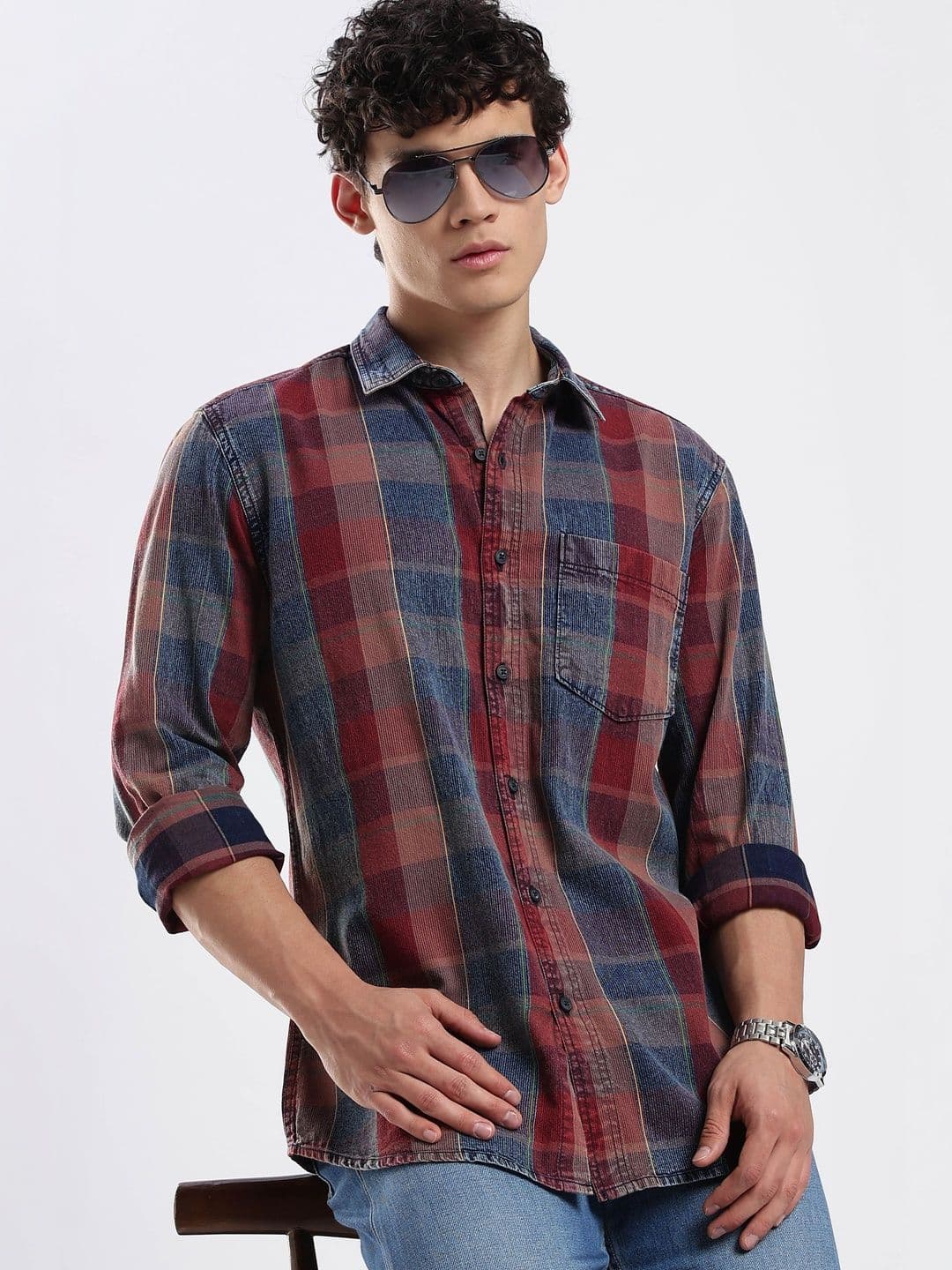 HERE&NOW Men Slim Fit Tartan Checks Checked Casual Shirt - view 1