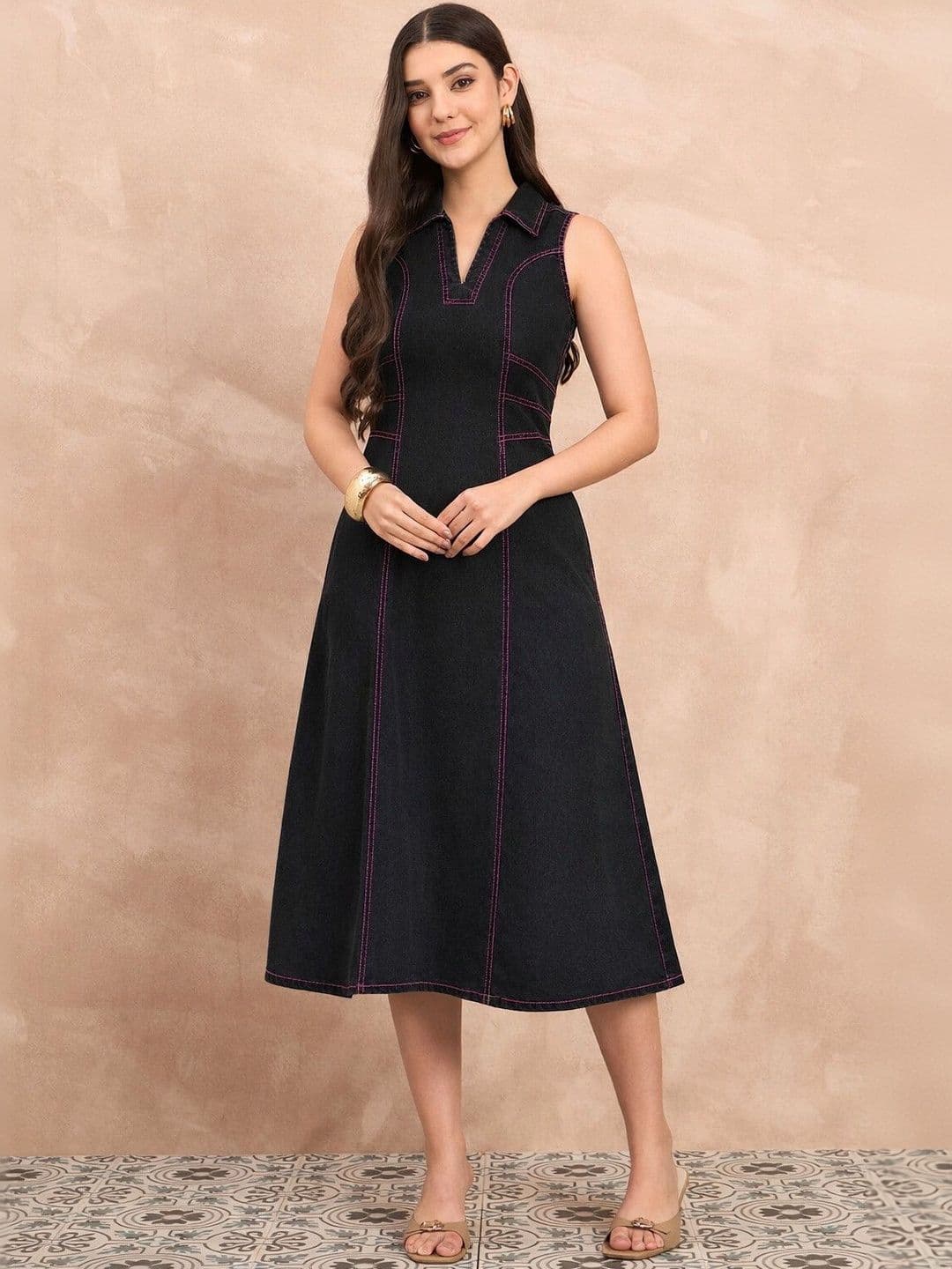 all about you Denim A-Line Midi Dress - view 1
