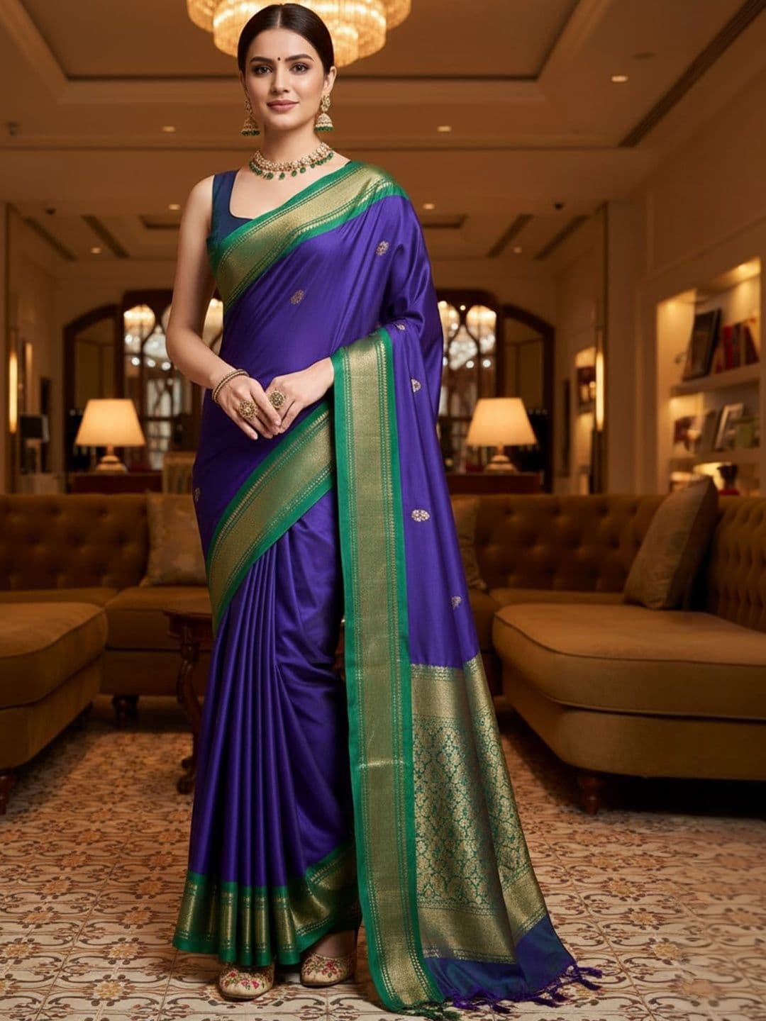 KALINI Woven Design Zari Art Silk Kanjeevaram Saree - view 1