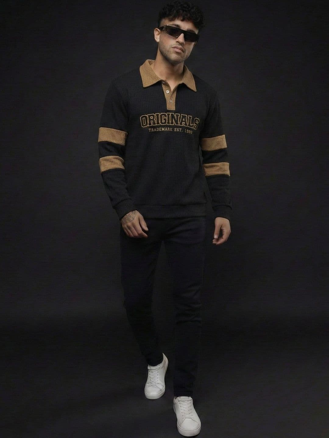 Mobox Men Typography Colourblocked Polo Collar T-shirt - view 1