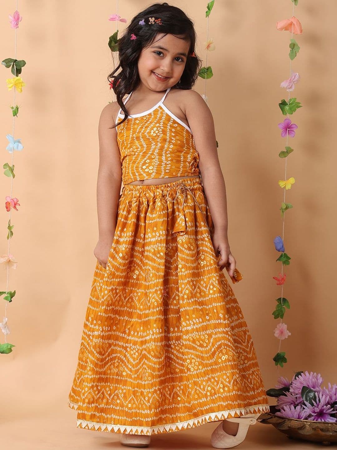 Here&Now X Kinder Kids Girls Printed Ready to Wear Lehenga & - view 1