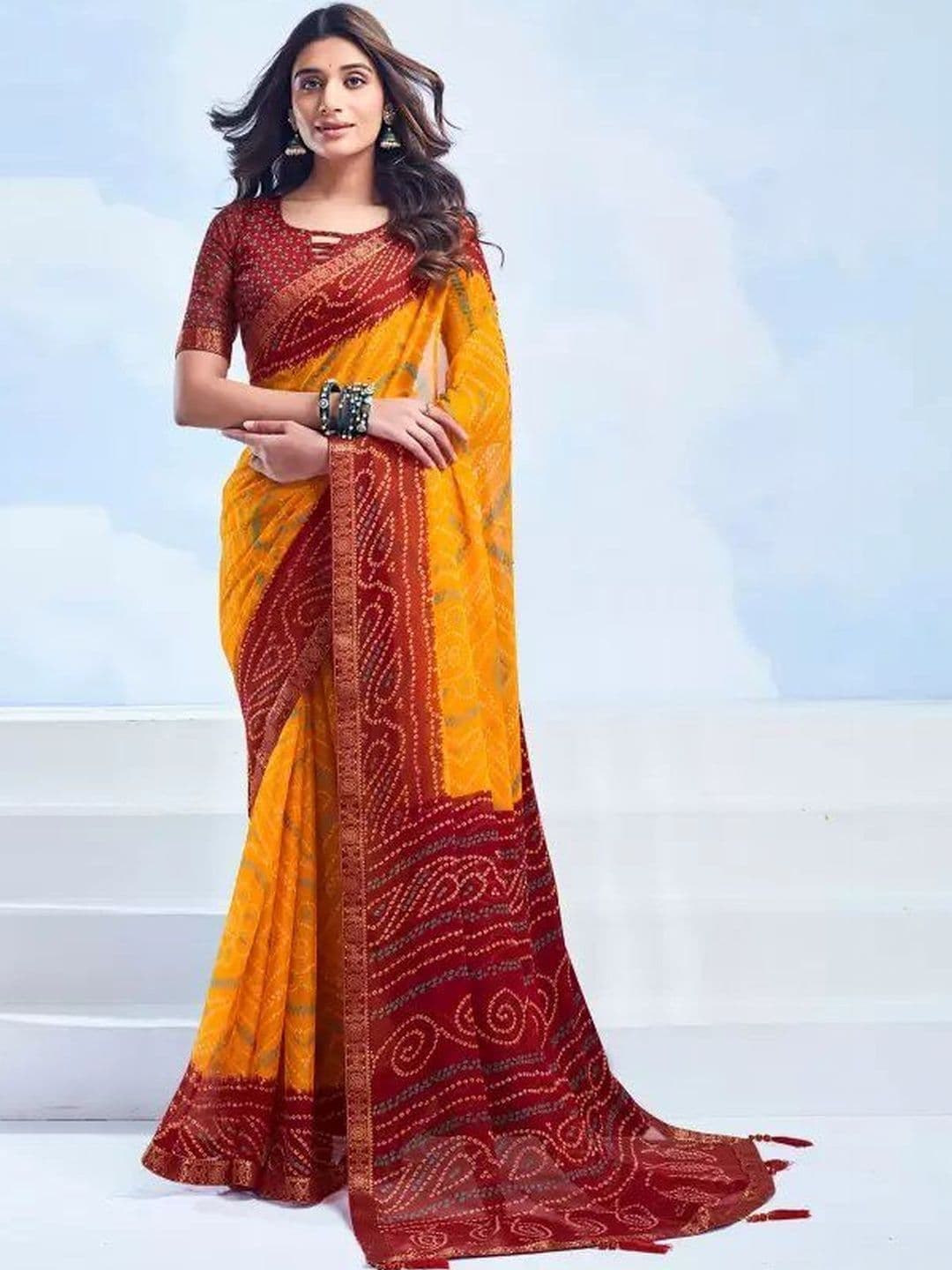 Sudarshana Bandhani Pure Chiffon Bandhani Saree - view 1