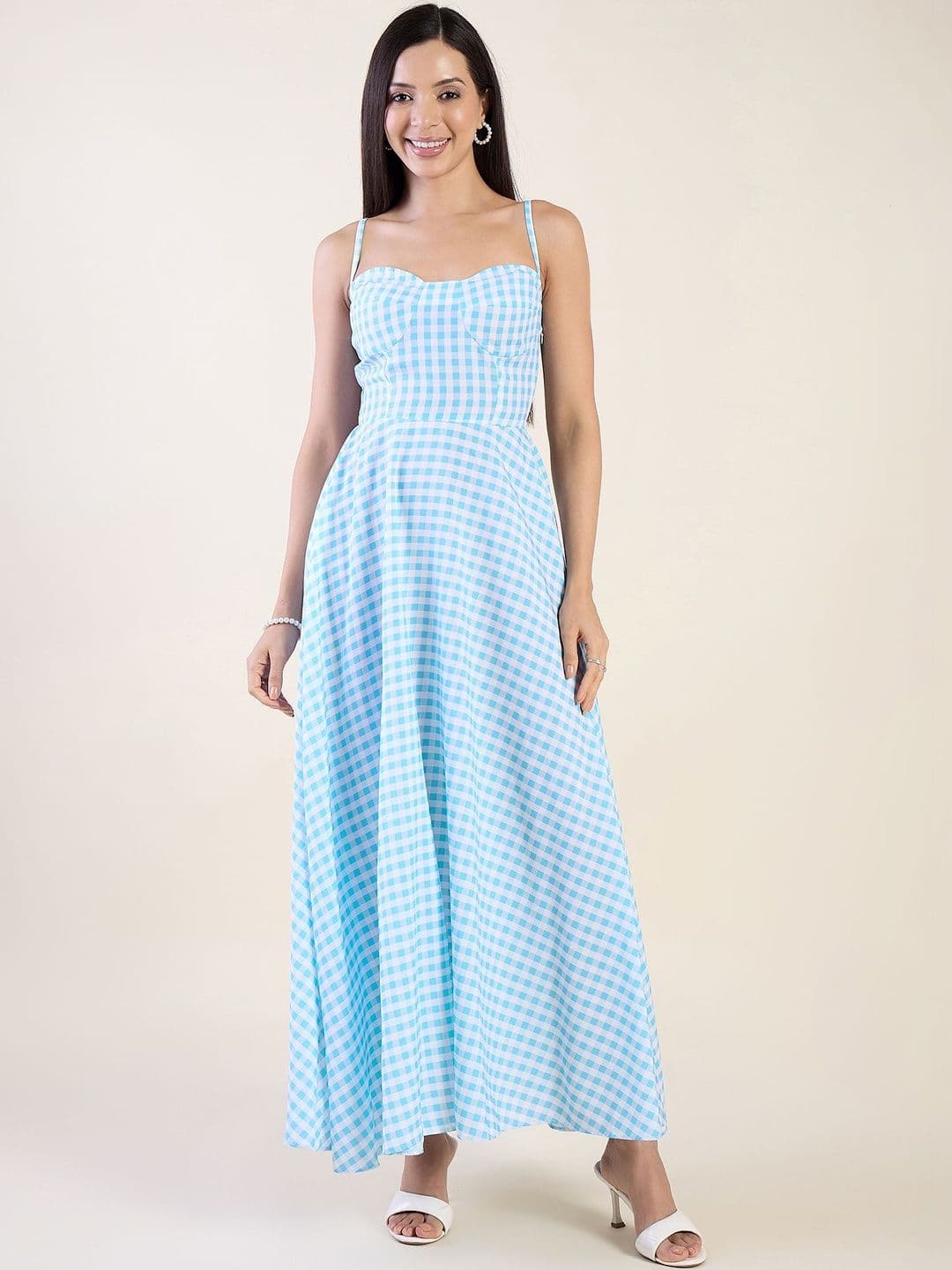 aayu Checked Fit & Flare Maxi Dress - view 1