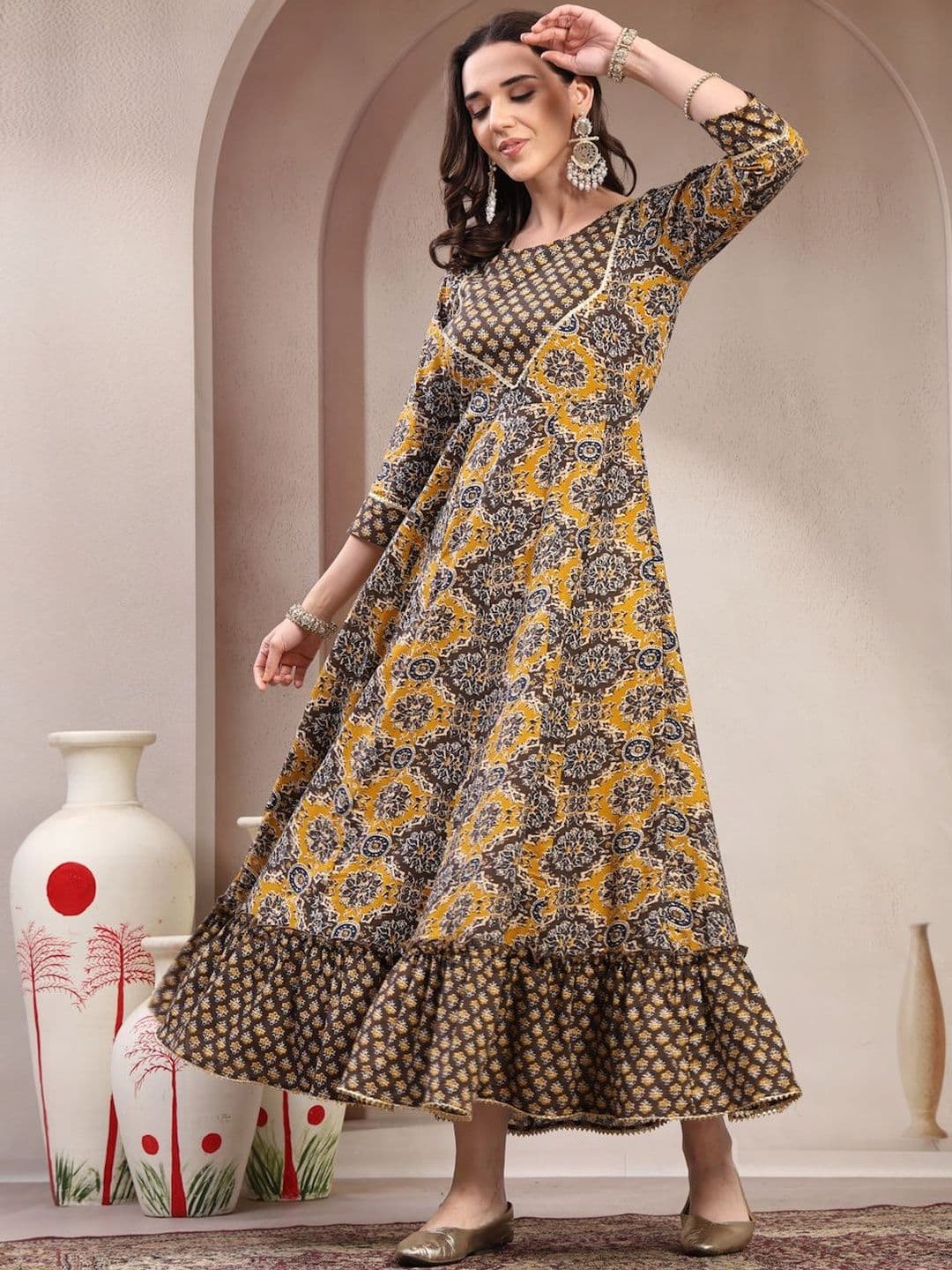 RANGEELO JAIPUR Women Ethnic Motifs Gotta Patti Anarkali Kurta - view 1