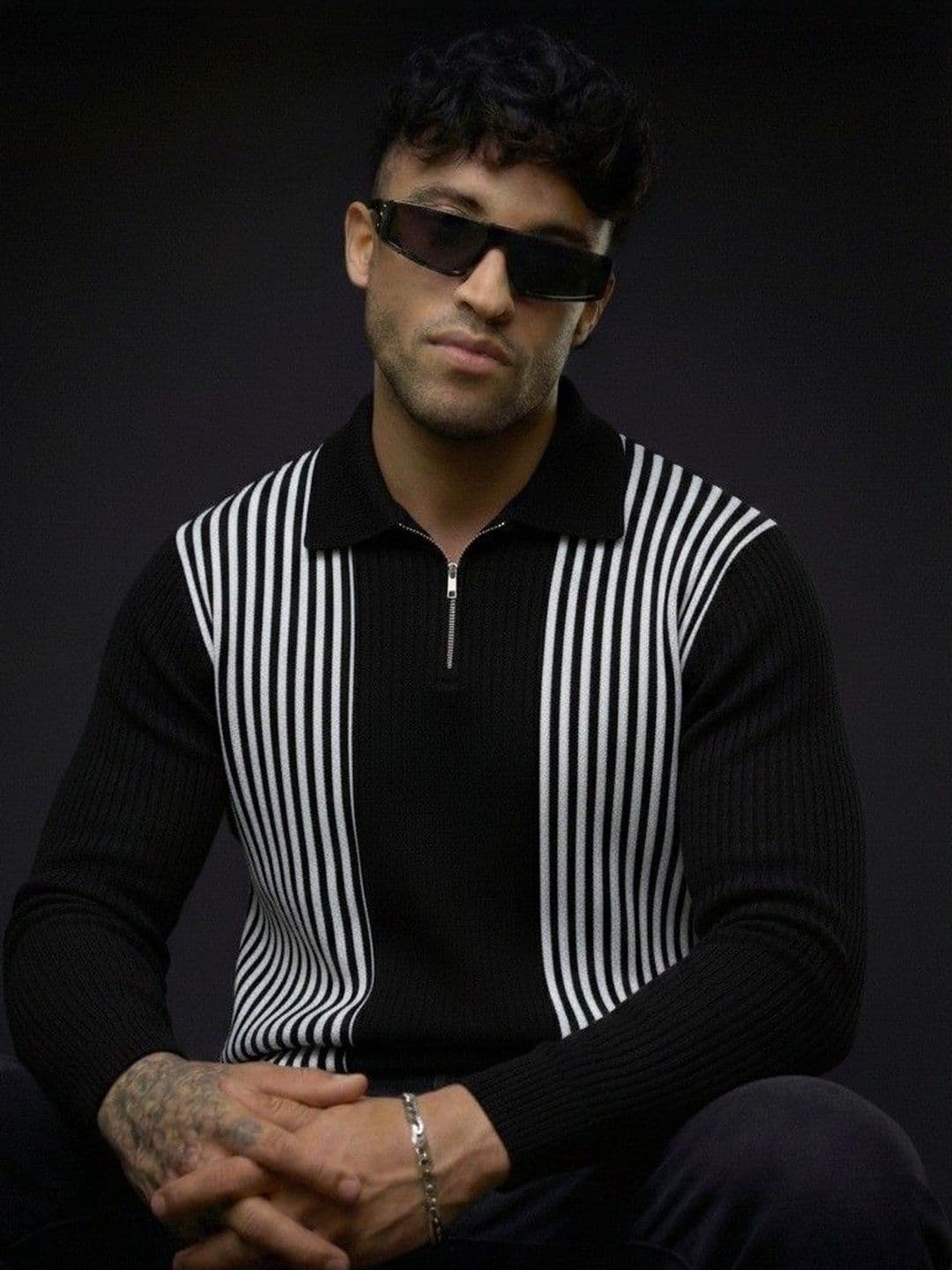 Try This Men Striped Polo Collar T-shirt - view 1