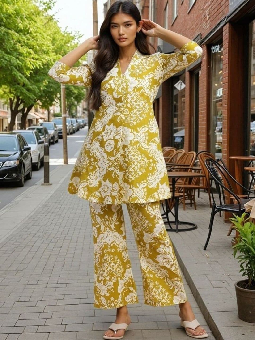 HERE&NOW Printed Tunic With Trousers Co-Ords - view 1